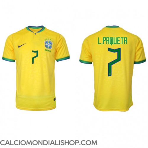 Maglie da calcio Brasile Lucas Paqueta #7 Prima Maglia Mondiali 2022 Manica Corta
